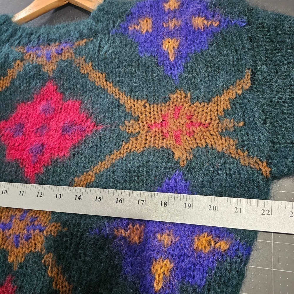 Vintage 90s Collections Sweater Womens Small Mohair Wool Colorful Hand Knit - Picture 8 of 9